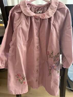 Toddler Dusty Rose Button-Front Embroidered Dress